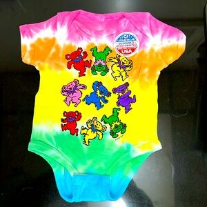 New Vtg Liquid Blue Grateful Dead Spiral Bears One Piece Baby Onesie 6 to 12 Mos
